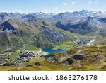 View of Tignes, Tignes lake and Val d