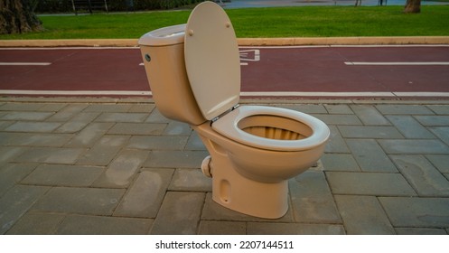 View of toilet in the middle of Malaga street in Spain - Shutterstock ID 2207144511