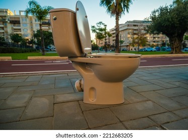 View Of Toilet In The Middle Of Malaga Street In Spain