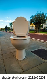 View Of Toilet In The Middle Of Malaga Street In Spain