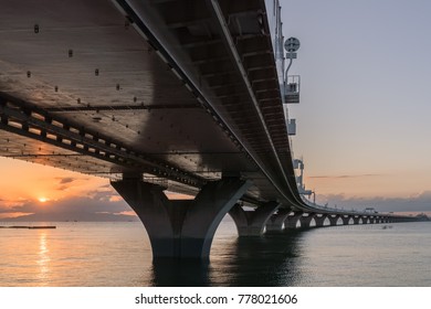 View Of Tokyo Bay Aqua Line In Sunset