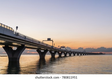 View Of Tokyo Bay Aqua Line In Sunset