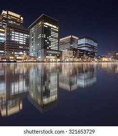 View Of Tokyo Business Building At Night Time