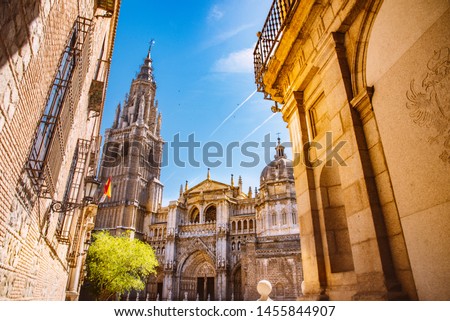 View of Toledo Cathedral in sunny day, Spain.