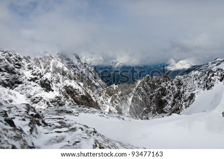 View from the top of the Austrian alpine mountains