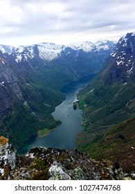 View From The Top Of Breiskrednosi, Nærøyfjord, Sognefjord, Norway, Europe