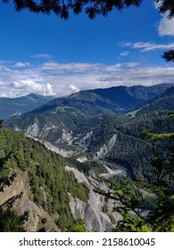 View From The Top At The Canyon Ruinaulta With River Vorderrhein In The Middle, Versam Switzerland 