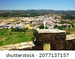 View from the top of the hill to the Aljezur village. Algarve, Portugal