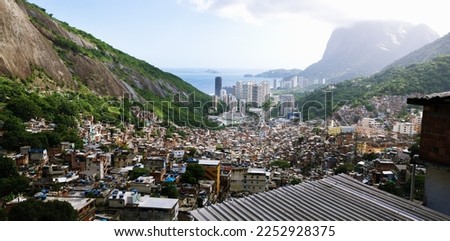 A view at the top of the large favela Rocinha. Rio De Janeiro, Brazil.