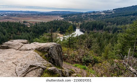 View From The Top Of Minnekhada Mountain. Coquitlam, BC, Canada.