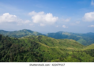 View from the top of mountain, mountain range.