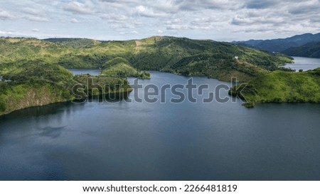 View from the top of the mountains at the sea, lake sky 
On the road 
Movie shots 
Vally, Landscape 20.02.2022 Stock photo © 