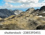 View from the top of Parpaner Rothorn 2888m in the Swiss Alps, region Lenzerheide