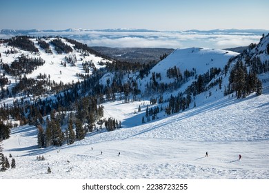 View from the top of the Summit chairlift at Alpine Meadows, now part of Alterra's Palisades Tahoe property, which also includes Olympic Valley. - Powered by Shutterstock