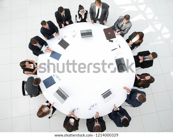 view from the top.meeting of shareholders of the\
company at the round -\
table.