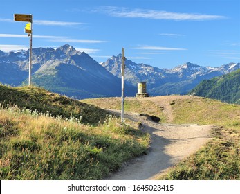 View of the Tour de Mont Blanc from the Italian mountain trail.
