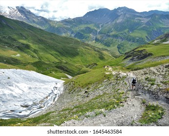 View of the Tour de Mont Blanc from the French mountain trail.