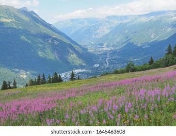 View Of The Tour De Mont Blanc From The French Mountain Trail.