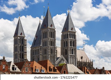 View Of The Tournai Cathedral Seen From The Main Square