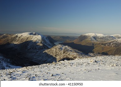 View Towards Buttermere And Ennerdale In Winter From Great Gable