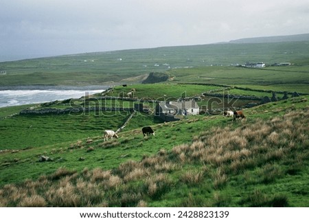 View towards doolin over countryside, county clare, munster, eire (republic of ireland), europe