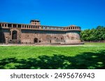 A view towards the fourteenth century stone castle in Imola, Italy  in summertime