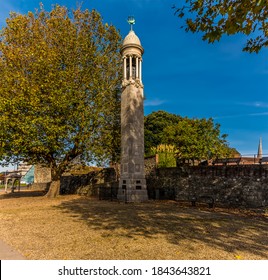 A View Towards The Mayflower Pilgrim Memorial And The Thirteen-century Town Walls In Southampton, UK In Autumn