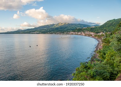 View Towards Mount Pelée And Saint-Pierre In Martinique. Martinique Is A French Island Located In The Lesser Antilles In The Eastern Carribean Sea.