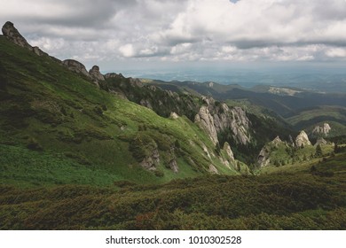 View towards Trannsylvania and the strange rock formations in Ciucas Mountains - Shutterstock ID 1010302528