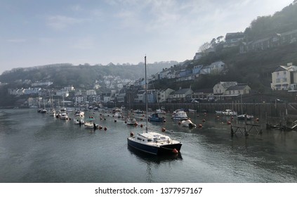 View Towards West Looe, Cornwall, UK. From Looe Bridge. On Bank Holiday Monday April 22, 2019