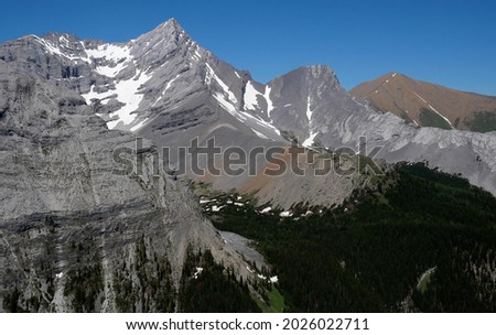 View towards Wind Mountain at the summit of Mount Bogart Alberta Canada