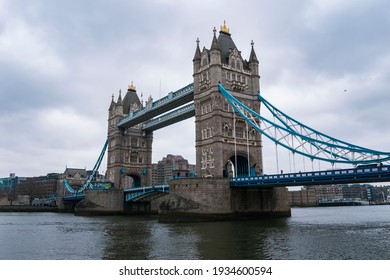 View of Tower bridge, central London, from the South bank of the Thames