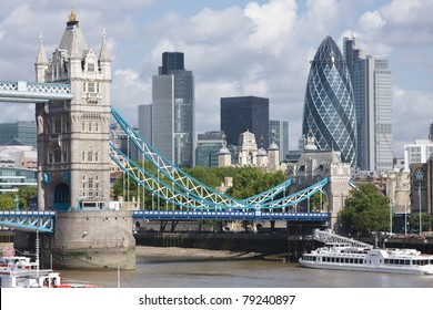 A View Of Tower Bridge And The Gherkin From Across The Thames