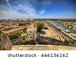 View from the Tower of Constance on the City Wall of Aigues-Mortes, Occitanie, France