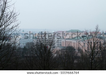 Similar – Image, Stock Photo peek over the city Sky