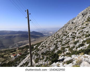 View of town of Split and Split bay in the distance from hill Mosor
