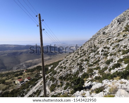 View of town of Split and Split bay in the distance from hill Mosor