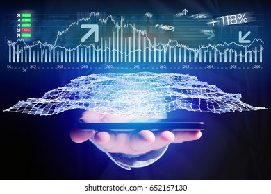 View of a Trading forex data interface on a futuristic smartphone interface - Business concept