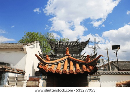 View of traditional Chinese roof architecture