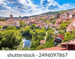 View of traditional houses and fortress in the old town of Veliko Tarnovo, Bulgaria 