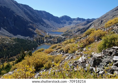 View from the trail up to Quandary Peak in Colorado in the fall.