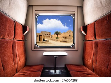 View from the Train Window. Journey to Egypt.