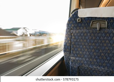 The View From The Train Window Overlooking The Sunset.
