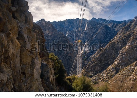 View of the tramway in the canyon