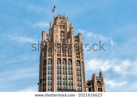 View of Tribune Tower located at North Michigan Avenue in Chicago, Illinois, United States. 