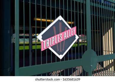 View Of Triples Alley Gate Sign At Oracle Park, Home Of The San Francisco Giants Baseball Team. San Francisco, CA. February 2, 2020.