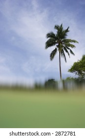 View Of Tropical Beach With Camera Half Underwater