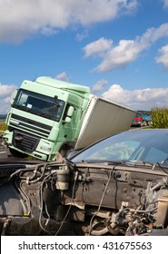 View Of Truck And Car In An Accident