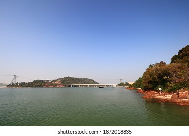 View Of Tung Chung Bay, Airport And Ngong Ping 360 Cable Car System, Lantau Island, Hong Kong