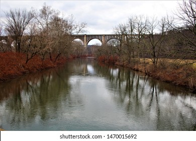 View Of The Tunkhannock Creek Viaduct In Pennsylvania From Across The Water